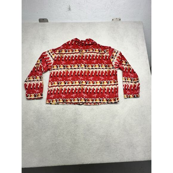Holiday Time Pajamas Set Womens L Button Up Long Sleeve Dancing Girls Velour - Picture 13 of 13